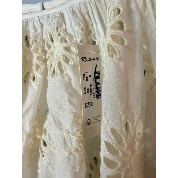 Madewell Embroidered Shirred Puff-Sleeve Top Floral Eyelet Medium NWT - Picture 4 of 9